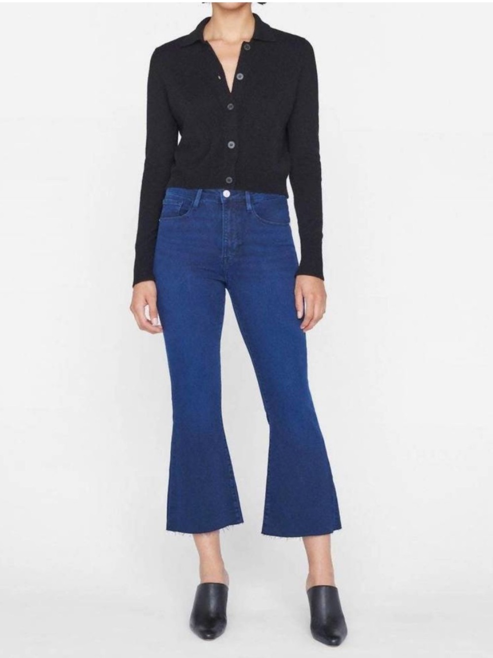 BOGO! FRAME Le Crop Flare Cropped Jeans in Fiona Indigo Blue Size 28